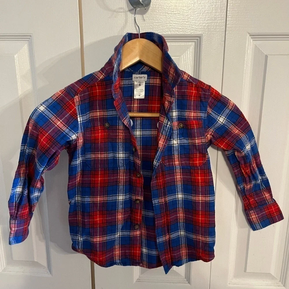 Kids upcycled flannel shirt